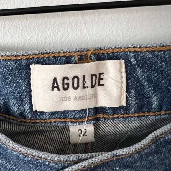 NWT Agolde Riley High Rise Straight Crop Jeans Blue Silence Women's Size 32 - Picture 7 of 13